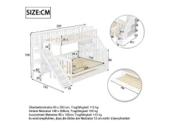 Stapelbedden Met Glijbaan En Planken, Onderschuifbed - 2 X 90 X 200 Cm + 140 X 200 Cm - Wit - Anthony-Vente-unique Hot