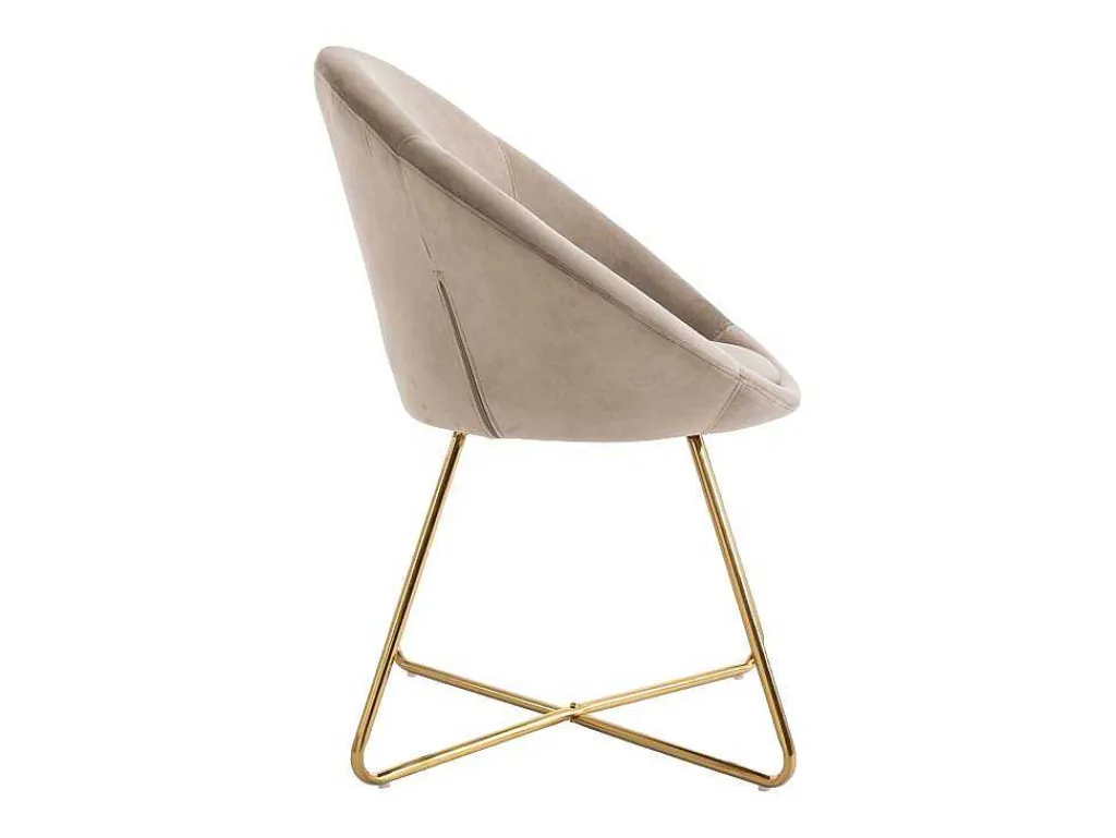 Stoel Van Bouclestof En Goudkleurig Metaal - Beige - Burban-Vente-unique