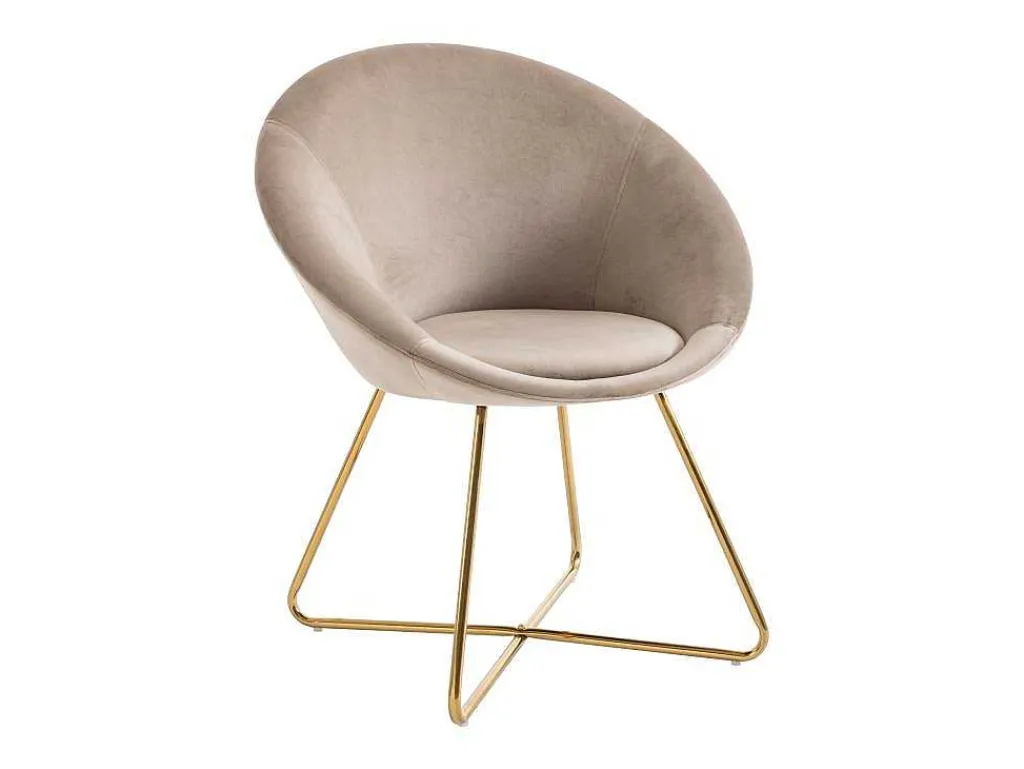Stoel Van Bouclestof En Goudkleurig Metaal - Beige - Burban-Vente-unique