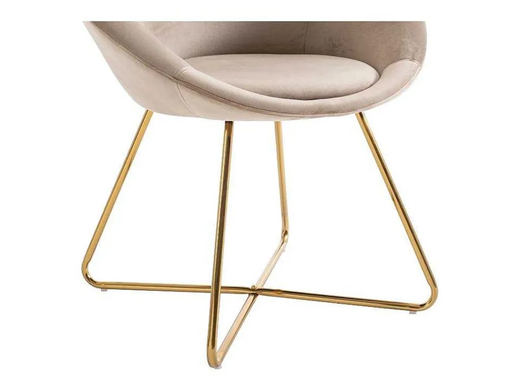 Stoel Van Bouclestof En Goudkleurig Metaal - Beige - Burban-Vente-unique