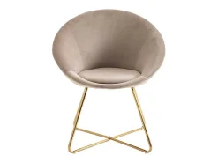 Stoel Van Bouclestof En Goudkleurig Metaal - Beige - Burban-Vente-unique