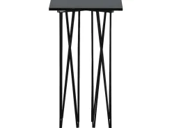 Stone Bijzettafel 40X40 Cm Glas Zwart Marmor Decor.-Furniture Fashion