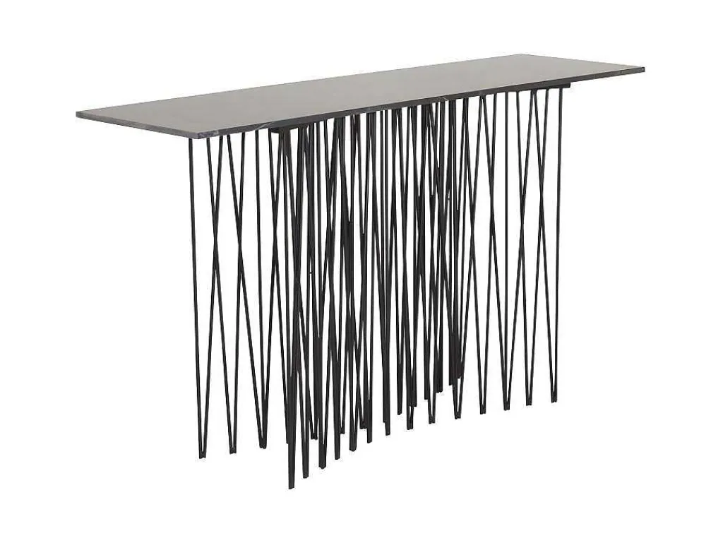 Stone Sidetable 37X130 Cm Glas Zwart Marmor Decor.-Furniture Fashion
