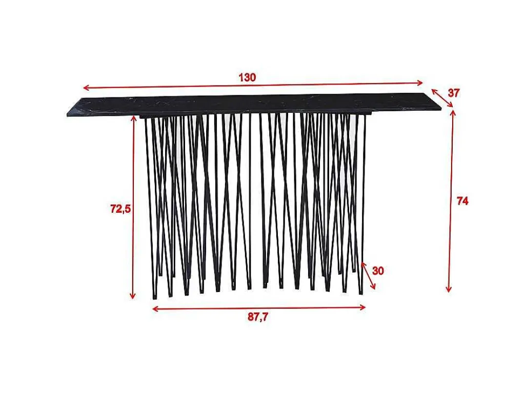Stone Sidetable 37X130 Cm Glas Zwart Marmor Decor.-Furniture Fashion
