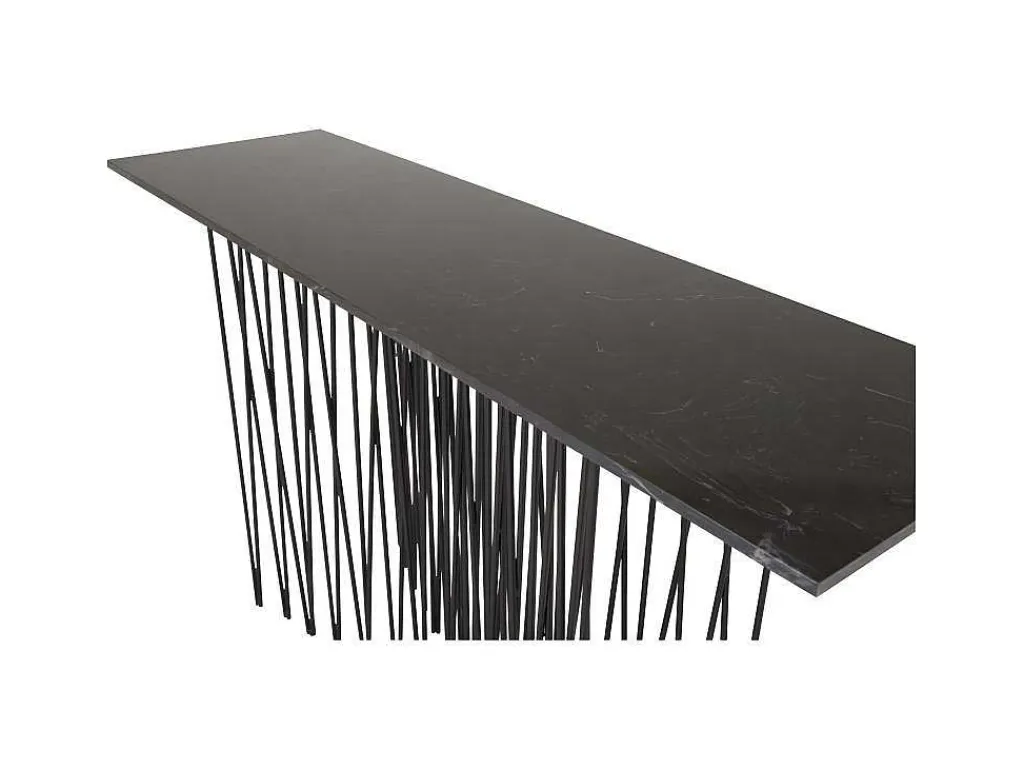 Stone Sidetable 37X130 Cm Glas Zwart Marmor Decor.-Furniture Fashion