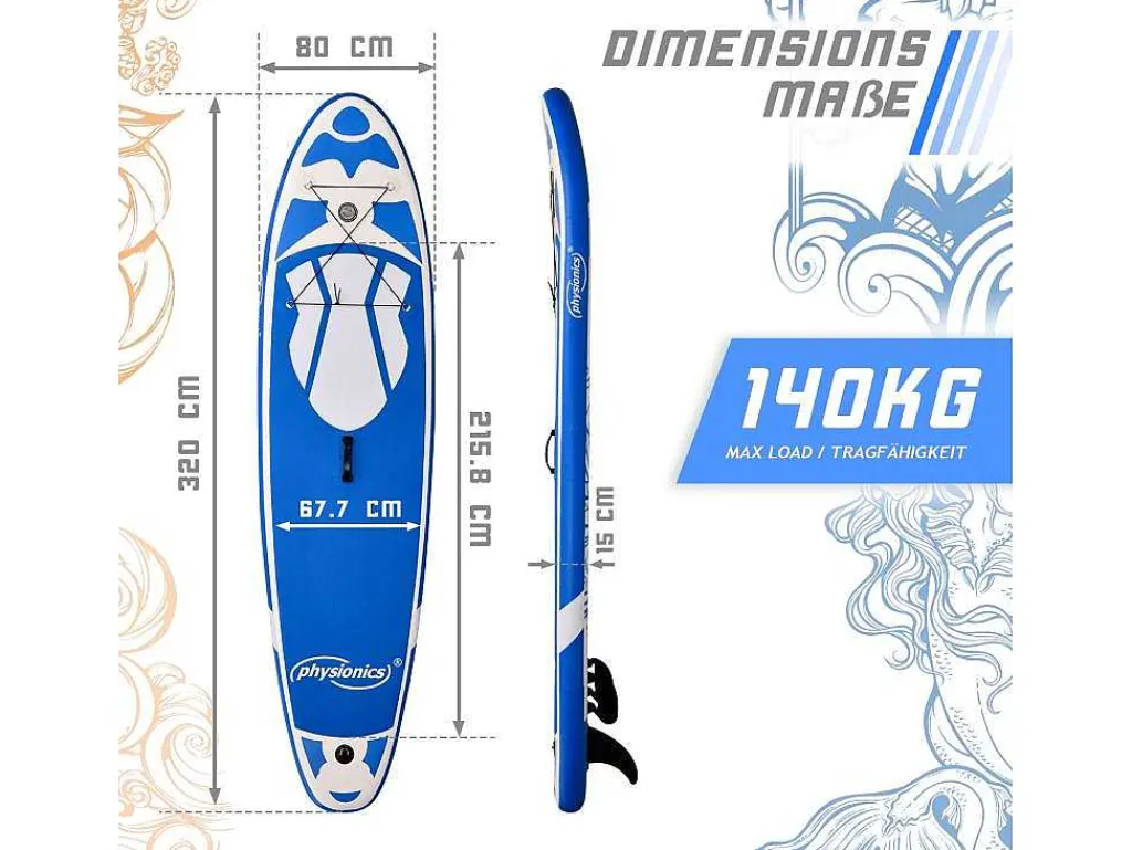 Sup Board Poseidon 320 Cm - Blauw - Incl. Accessoires-Vente-unique Online