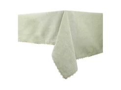 Tafelkleed + 4 Katoenen Servetten - Beige Rand - Groen - 140 X 240 Cm - Loania-OZAIA New