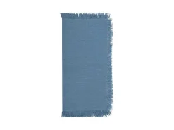 Tafelkleed + 4 Servetten Met Franjes - Katoen - Blauw - 140 X 240 Cm - Pola-OZAIA Outlet