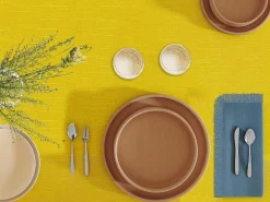 Tafelkleed + 4 Servetten Met Franjes - Katoen - Blauw - 140 X 240 Cm - Pola-OZAIA Outlet