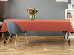Tafellaken Van Katoen En Linnen Met Zwarte Rand - 170 X 300 Cm - Terracotta - Borina-OZAIA Best