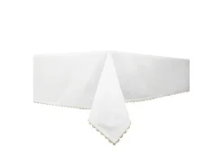 Tafellaken Van Katoen Met Beige Rand - 140 X 240 Cm - Wit - Loania-OZAIA Clearance