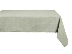 Tafellaken Van Katoen Met Beige Rand - 140 X 240 Cm - Groen - Loania-OZAIA Clearance