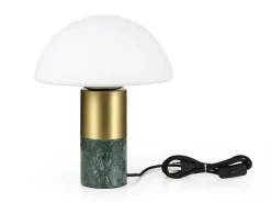 Tafellamp Champignon Van Marmer, Metaal En Glas - D30 X H35 Cm - Wit En Goudkleurig - Langford-OZAIA Discount