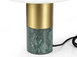 Tafellamp Champignon Van Marmer, Metaal En Glas - D30 X H35 Cm - Wit En Goudkleurig - Langford-OZAIA Discount