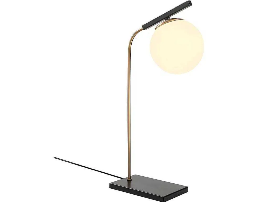 Tafellamp In Art-Decostijl Van Metaal Met Glazen Bol Yildiz - L25 X H55 Cm - Zwart-OZAIA Discount