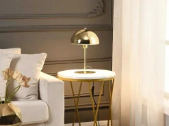 Tafellamp Met Champignonvorm En Vintage-Look Met Messingeffect - D 20 Cm X H 30 Cm - Goudkleurig - Ontario-OZAIA