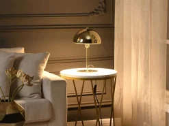 Tafellamp Met Champignonvorm En Vintage-Look Met Messingeffect - D 20 Cm X H 30 Cm - Goudkleurig - Ontario-OZAIA