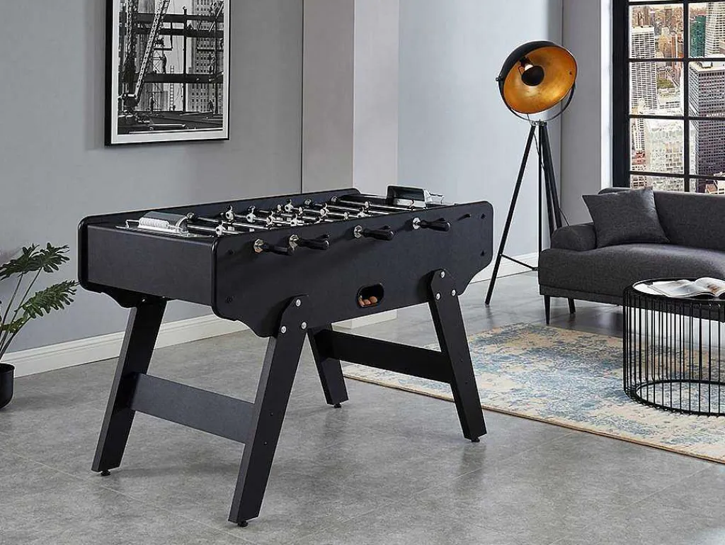 Tafelvoetbal Lionel Van Mdf - L153 X B77,6 X H96 Cm - Zwart-Vente-unique Online