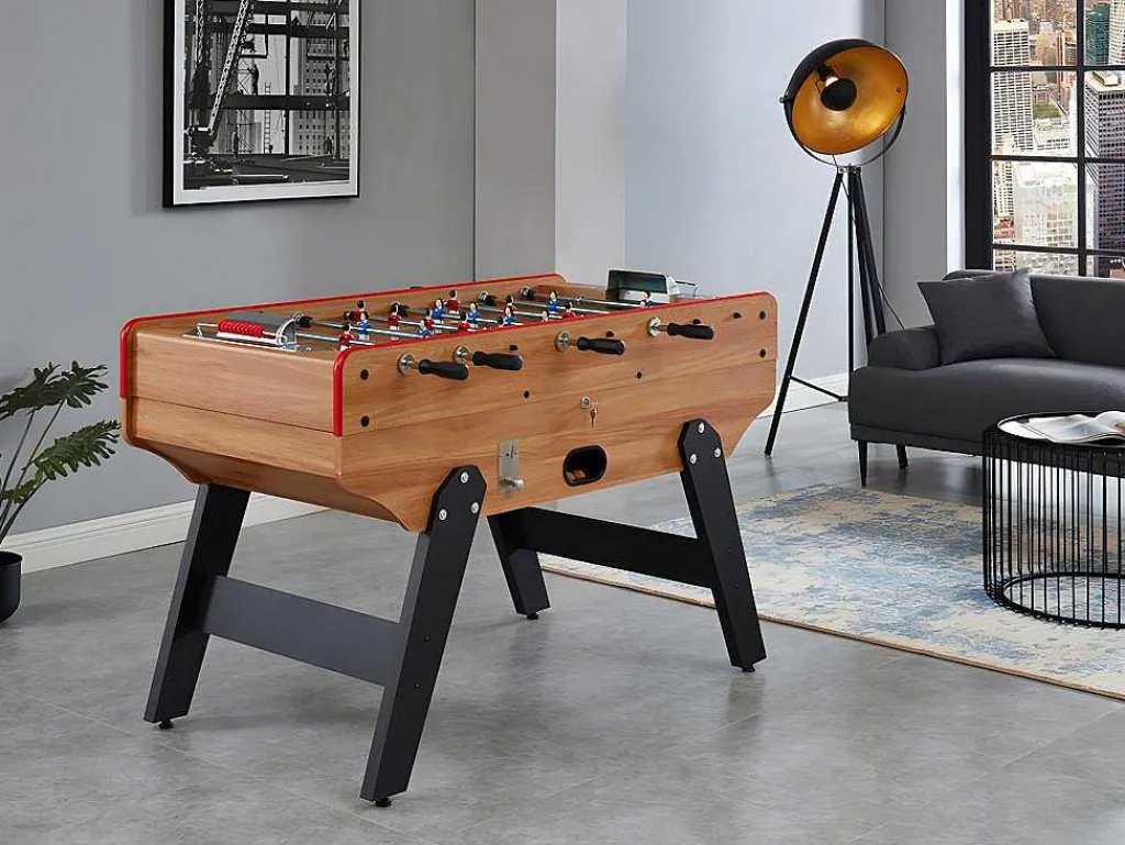 Tafelvoetbal Met Muntautomaat Henry Van Mdf - L153 X B77,6 X H96 Cm - Eikenkleur-Vente-unique Online
