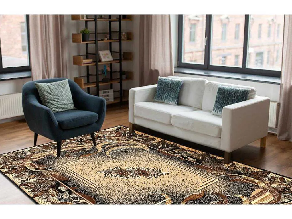 Tapijt Bcf Morad Lisc Bladeren Agawa Klassiek - Beige 140X200 Cm-RugsX Online