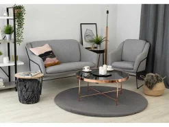 Tapijt Bunny Rond Anthracytkleuring Imitatie Konijnenvacht Cercle 140 Cm-RugsX Hot
