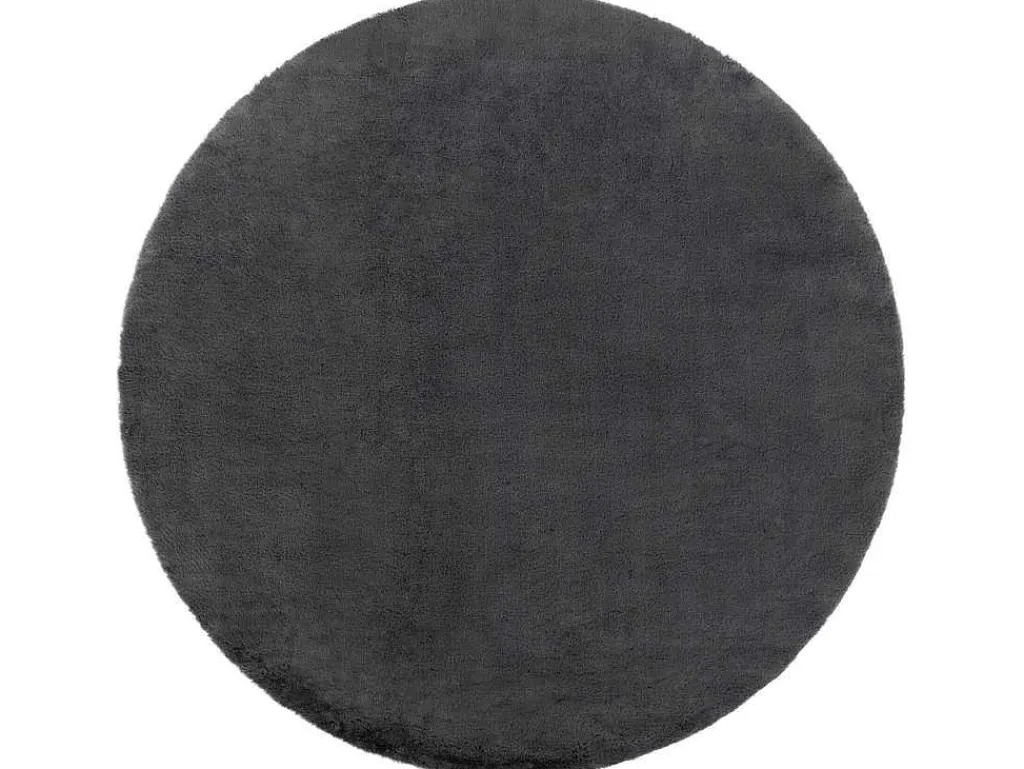 Tapijt Bunny Rond Anthracytkleuring Imitatie Konijnenvacht Cercle 140 Cm-RugsX Hot