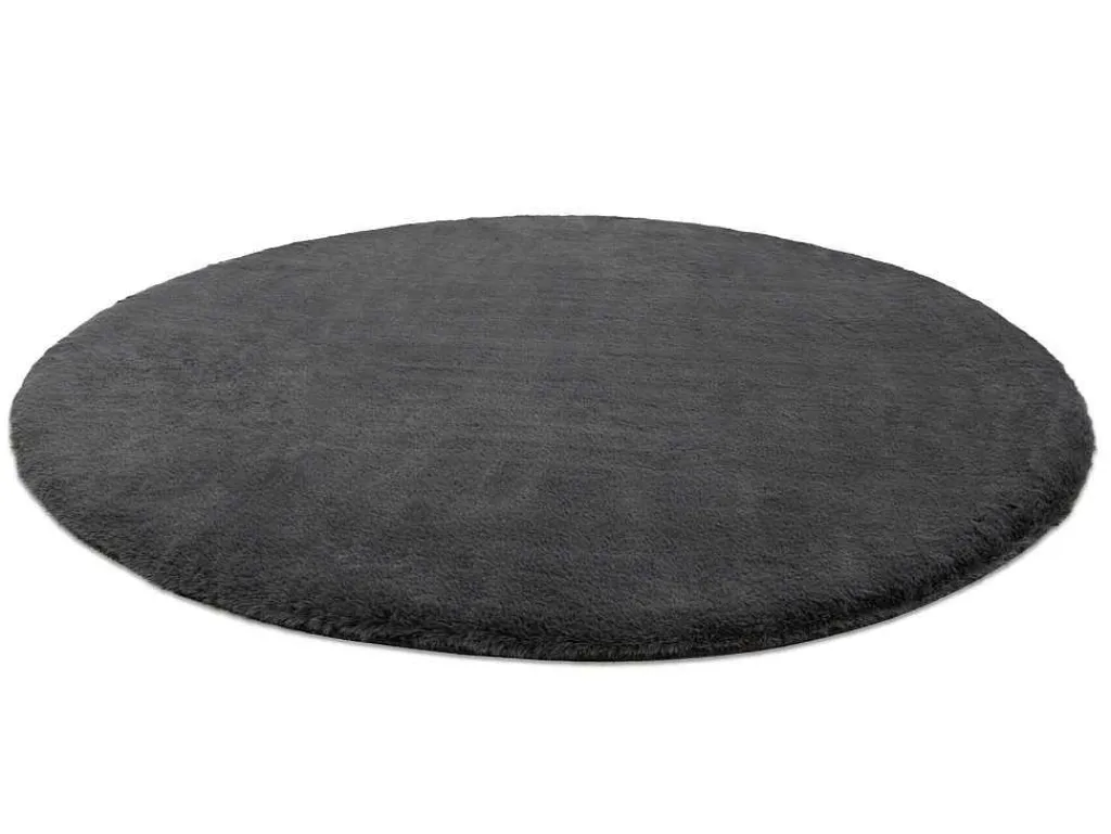 Tapijt Bunny Rond Anthracytkleuring Imitatie Konijnenvacht Cercle 140 Cm-RugsX Hot