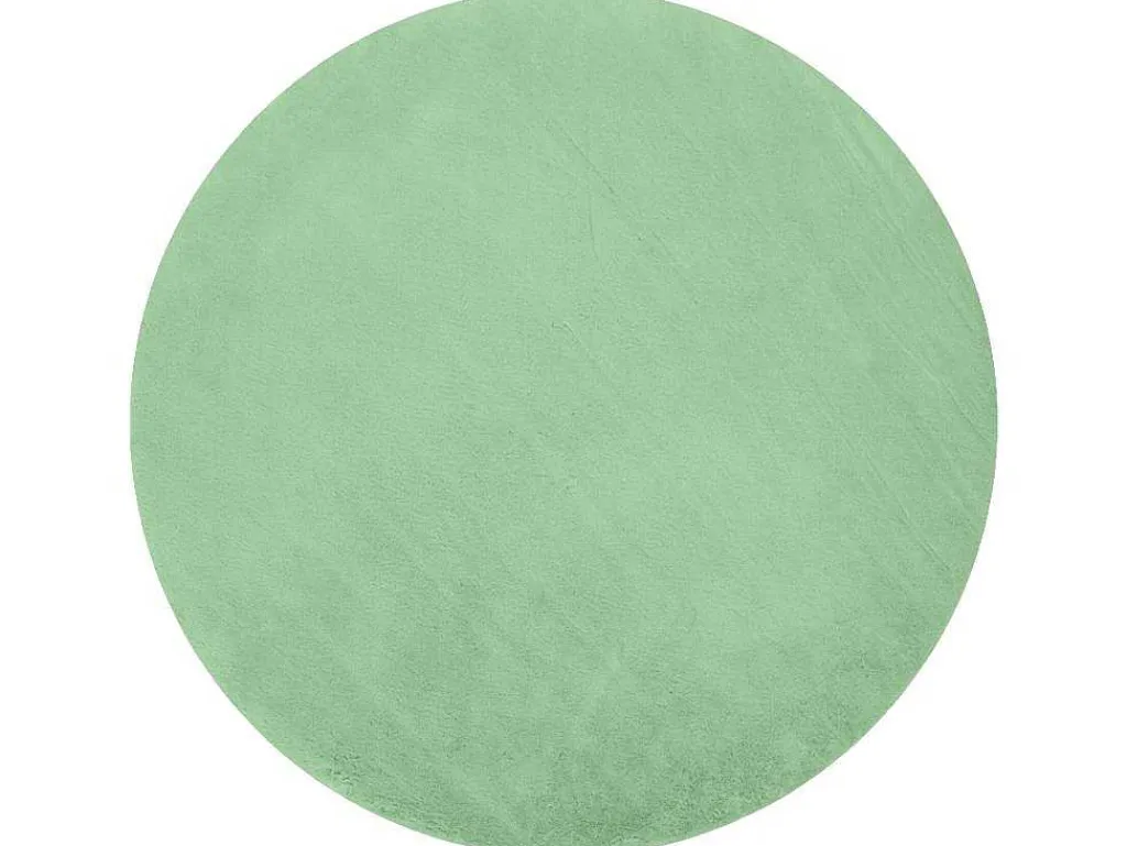 Tapijt Bunny Rond Groen Imitatie Konijnenvacht Cercle 80 Cm-RugsX Discount