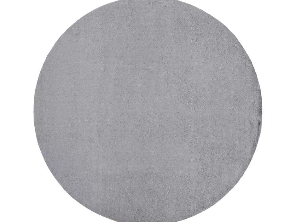 Tapijt Bunny Rond Zilver Imitatie Konijnenvacht Cercle 100 Cm-RugsX Discount