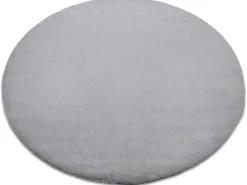 Tapijt Bunny Rond Zilver Imitatie Konijnenvacht Cercle 100 Cm-RugsX Discount