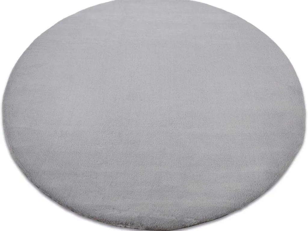 Tapijt Bunny Rond Zilver Imitatie Konijnenvacht Cercle 100 Cm-RugsX Discount