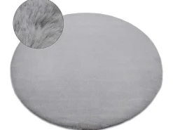 Tapijt Bunny Rond Zilver Imitatie Konijnenvacht Cercle 100 Cm-RugsX Discount