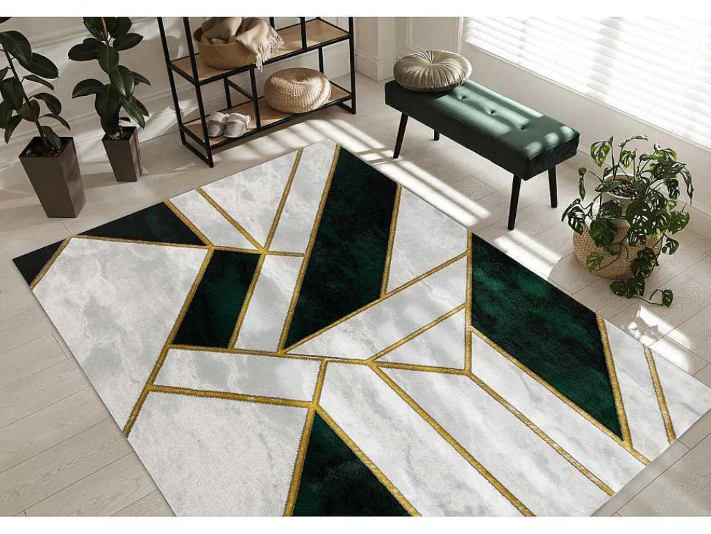 Tapijt Emerald Exclusief 1015 Glamour, Stijlvol Marmer, Geometrisch Fl 120X170 Cm-RugsX Outlet