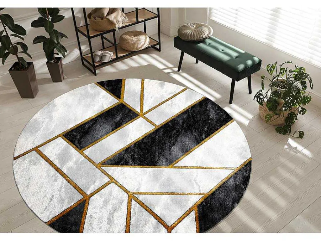 Tapijt Emerald Exclusief 1015 Cirkel - Glamour, Stijlvol Marmer, Geome Cercle 200 Cm-RugsX Outlet