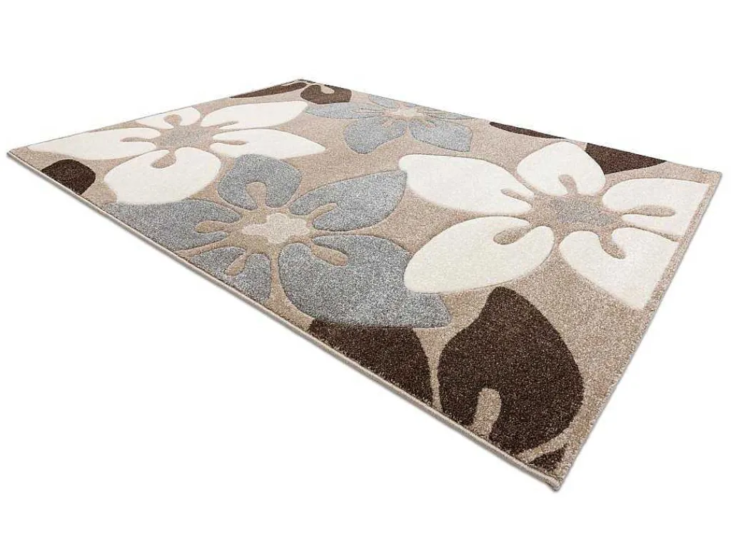 Tapijt Feel 1602/15055 Bloemen , Beige / Grijskleuring 200X290 Cm-RugsX Best