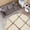 Tapijt Fluffy 2373 Cirkel Shaggy Latwerk Room / Beige Cercle 160 Cm-RugsX Discount
