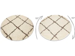 Tapijt Fluffy 2373 Cirkel Shaggy Latwerk Room / Beige Cercle 160 Cm-RugsX Discount