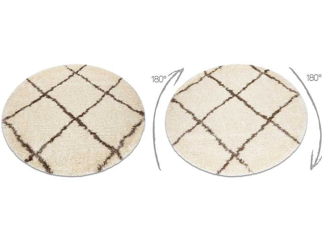 Tapijt Fluffy 2373 Cirkel Shaggy Latwerk Room / Beige Cercle 160 Cm-RugsX Discount