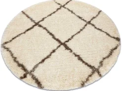 Tapijt Fluffy 2373 Cirkel Shaggy Latwerk Room / Beige Cercle 160 Cm-RugsX Discount