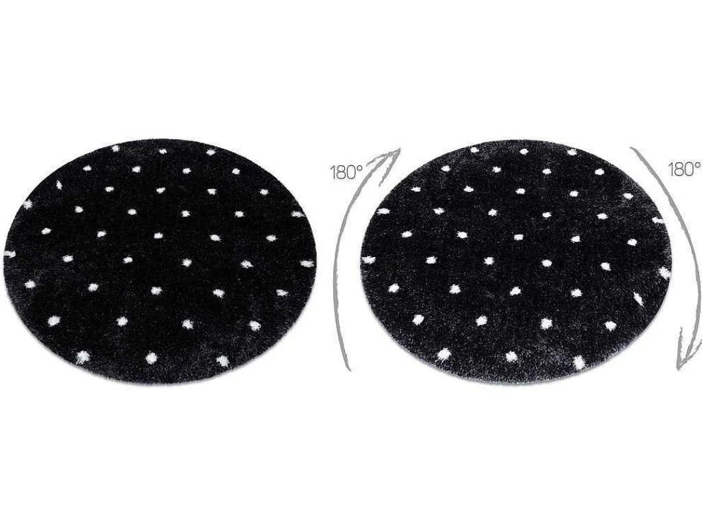 Tapijt Fluffy 2370 Cirkel, Shaggy Stippen Antraciet / Wit Cercle 160 Cm-RugsX