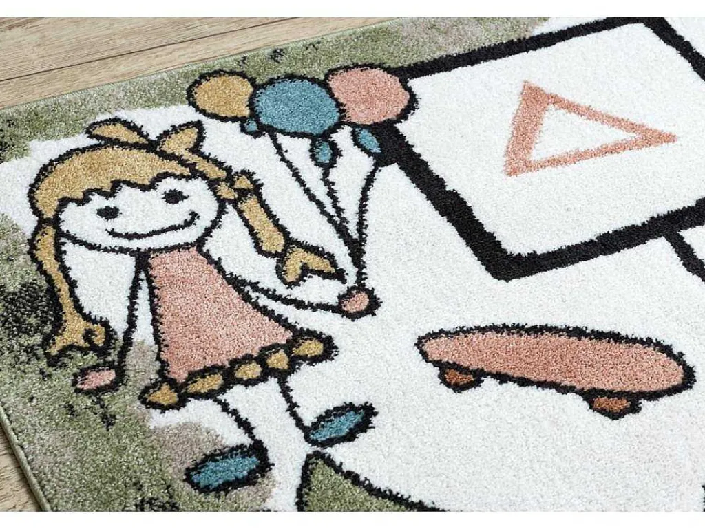 Tapijt Fun Hop Voor Kinderen, Klassikaal Spel, Dieren Groen 180X270 Cm-RugsX Online