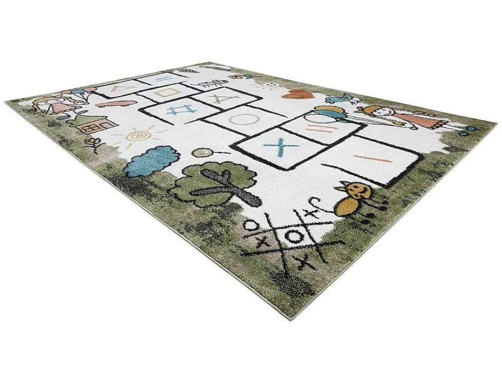 Tapijt Fun Hop Voor Kinderen, Klassikaal Spel, Dieren Groen 180X270 Cm-RugsX Online