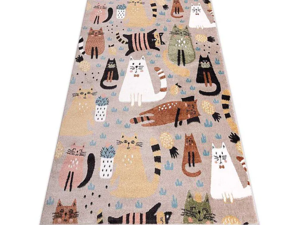 Tapijt Fun Kittens Voor Kinderen, Katten Beige 200X290 Cm-RugsX Discount