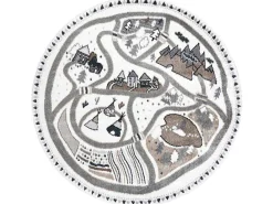 Tapijt Fun Land Voor Kinderen, Dorp, Straten, Wiel - Creme Cercle 140 Cm-RugsX Online