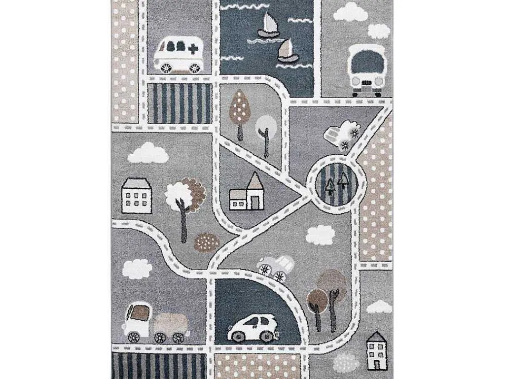 Tapijt Fun Strade Voor Kinderen, Straat, Stad Van Grijs 160X220 Cm-RugsX Discount