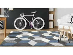 Tapijt Geometrisch Design Carrio - Polypropyleen - 160 X 230 Cm - Grijs, Wit En Blauw-OZAIA Discount