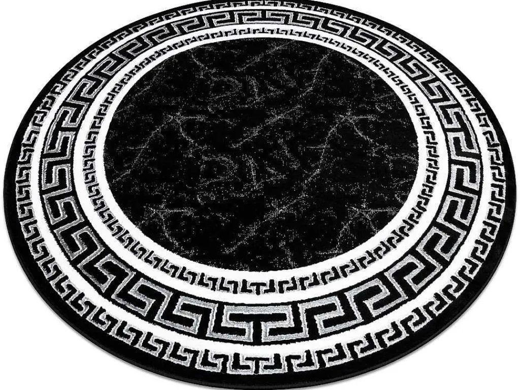 Tapijt Gloss Wiel Modern 2813 87 Stijlvol, Frame, Grieks Zwart Cercle 150 Cm-RugsX Clearance