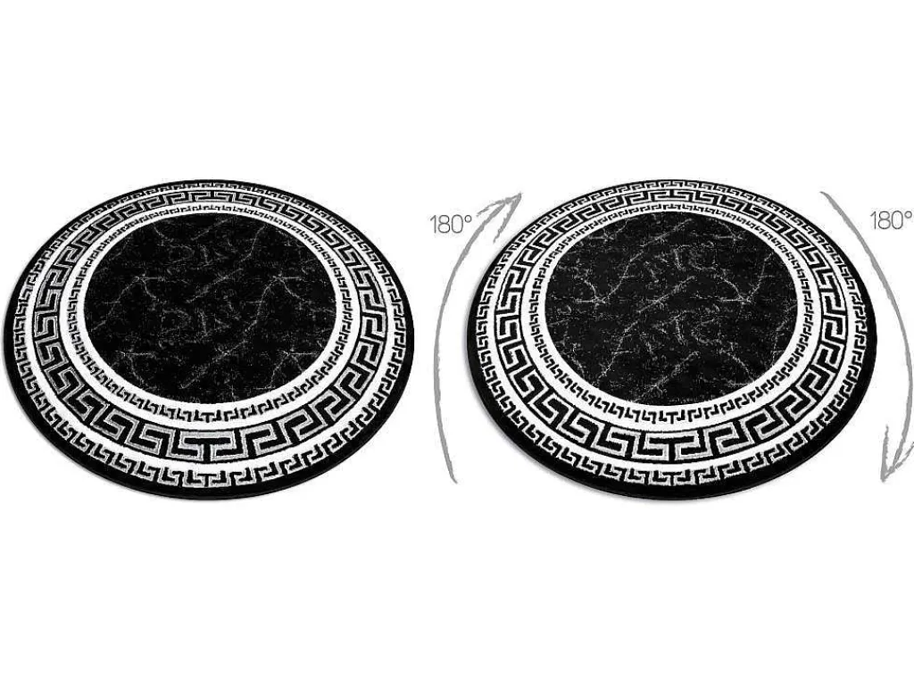 Tapijt Gloss Wiel Modern 2813 87 Stijlvol, Frame, Grieks Zwart Cercle 150 Cm-RugsX Clearance