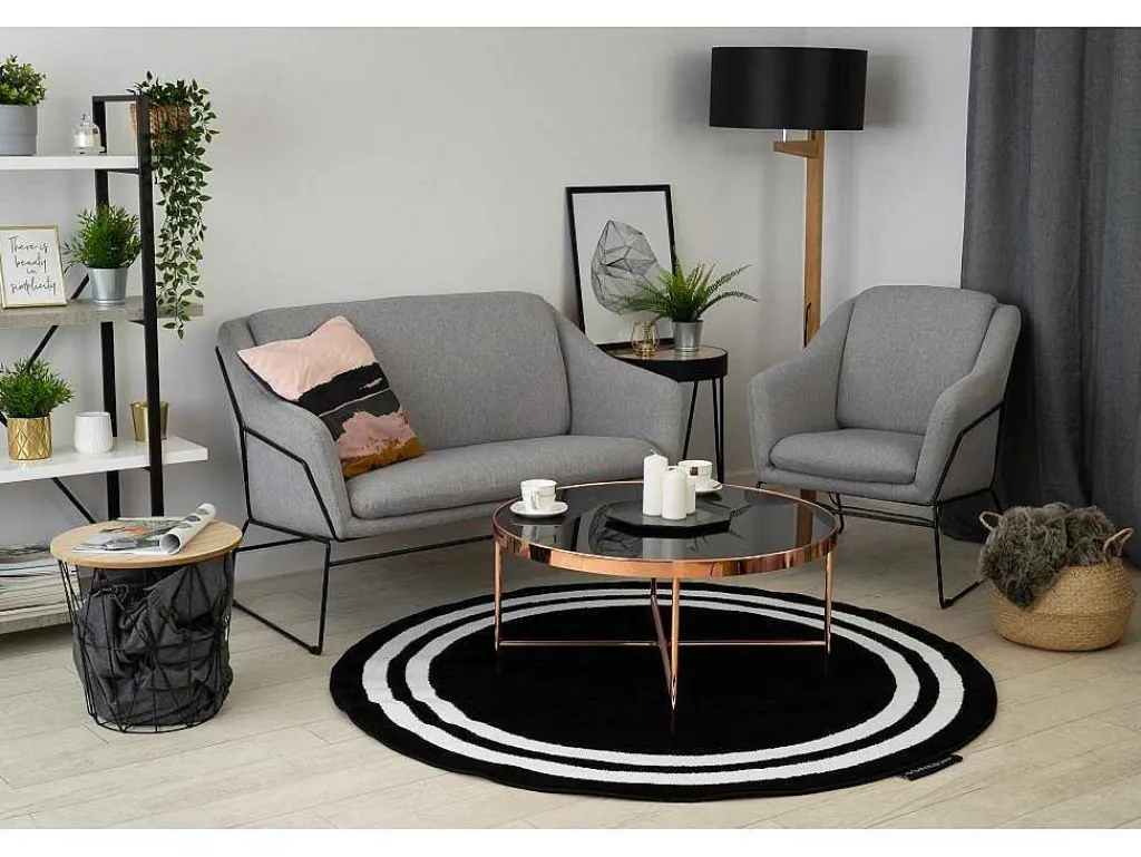Tapijt Hampton Kader Rond Zwart Cercle 140 Cm-RugsX Sale