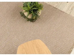 Tapijt Jute 3650 Beige Een Kleur - Jute, Platgeweven, Franjes 140X190 Cm-RugsX Hot